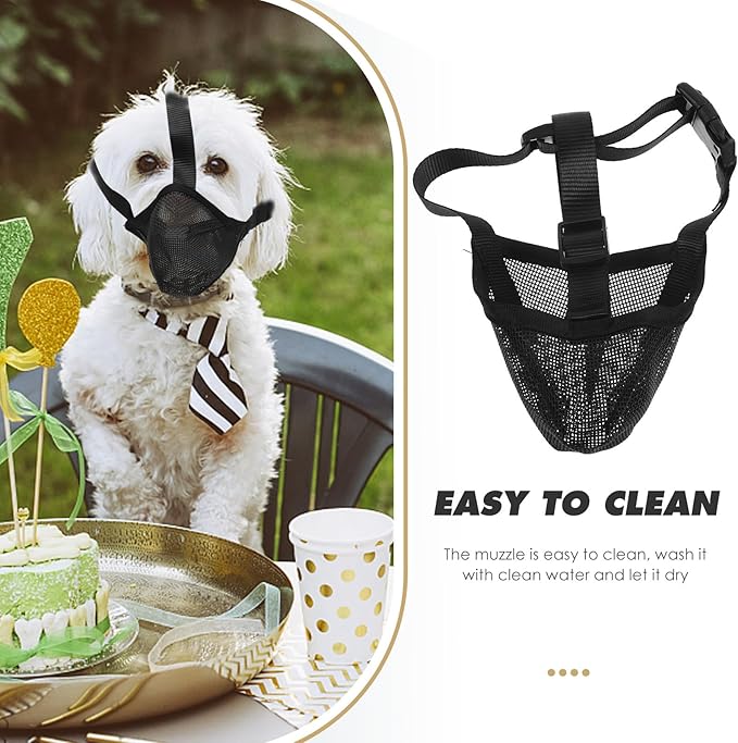VOSAREA Professional Dog Muzzle Breathable Mesh Soft Mouth Cover Anti-Biting No Barking Muzzle for Large Dogs Black S Size Comfortable Pet Supply Training Grooming