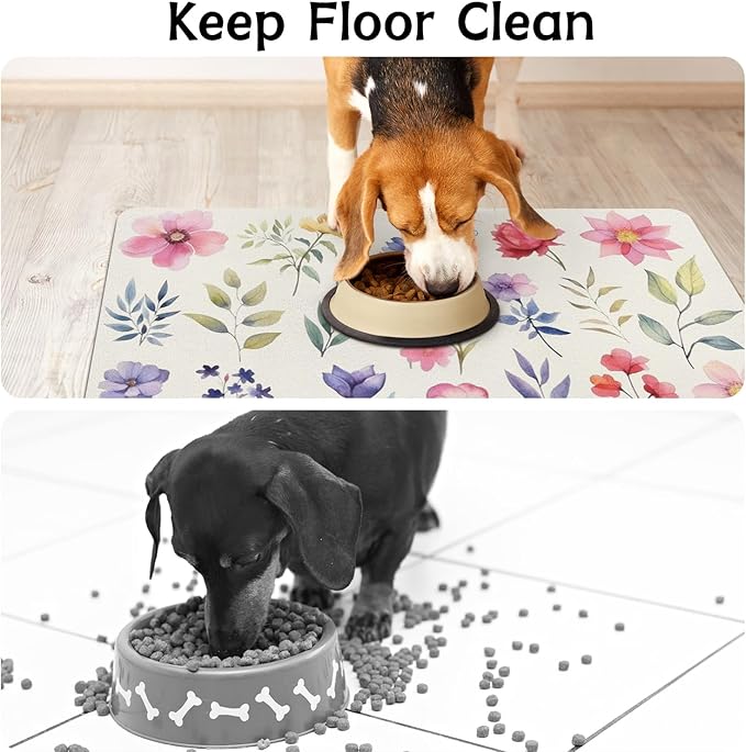 Dog Food Mats for Floors Absorbent, Non-Slip Quick Dry Dog Mat for Food and Water, Cat Pet Food Mat Pet Supplies