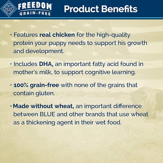 Blue Buffalo Freedom Grain Free Natural Puppy Wet Dog Food, Chicken 12.5oz cans (Pack of 12)