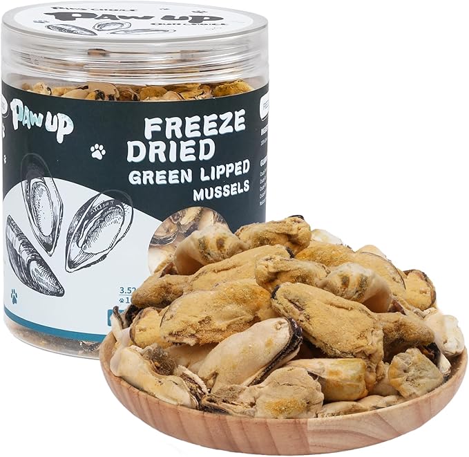 PAWUP Freeze Dried Green Lipped Mussels Dog Treats – Raw Single Ingredient Snacks for Joint & Hip Health, Rich in Omega-3, Grain Free, 3.5 oz