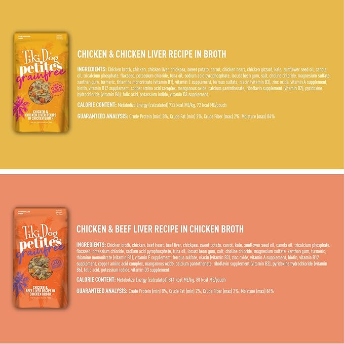 Tiki Dog Aloha Petites, Variety Pack, Nutrient Dense Meat, Wet Dog Food For Small Breed Dogs and All Life Stages, 3 oz. Pouch, Pack of 12