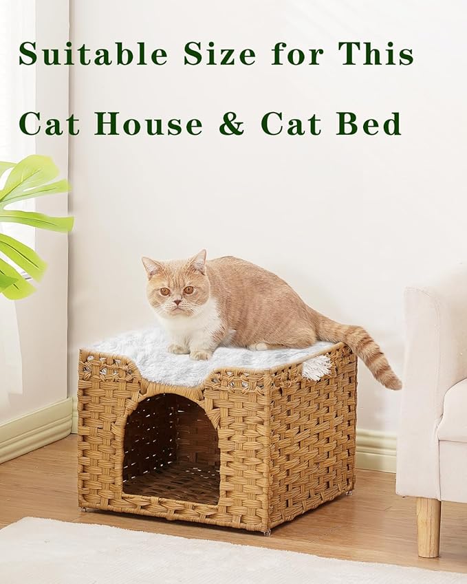 Cat Bed Pad for Indoor Cats, 15.7*15.7*1.57 inch Double Sided Soft Small Pet Bed, Washable Cat Bed Dog Bed, Cute Self Heating Pet Pad, Breathable Pet Mat for Kitten, Medium, Large Cats Puppy