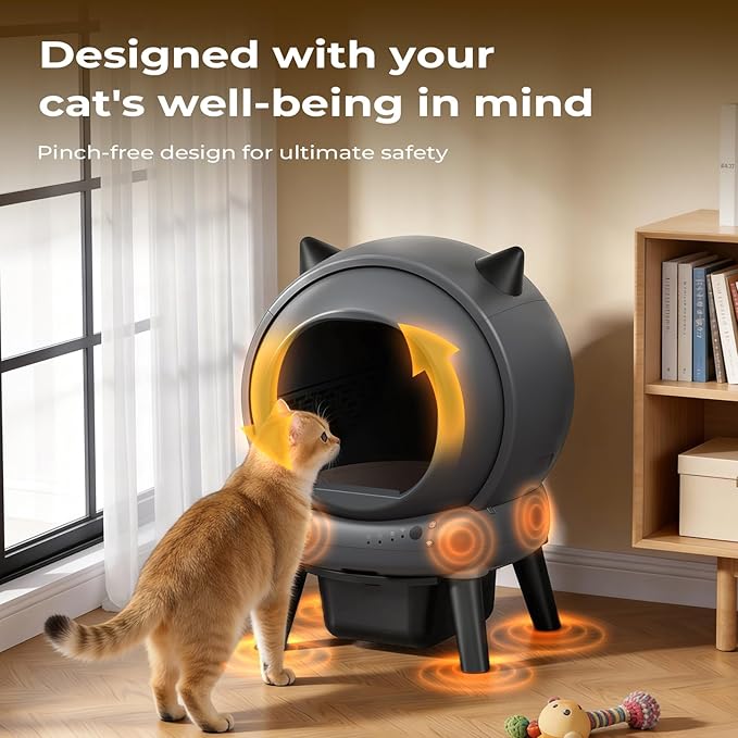 Self Cleaning Litter Box, E2 Cat Litter Box Automatic Cleaning, Robot Litter Box with 2 Rolls Waste Bag and Litter Mat, Black