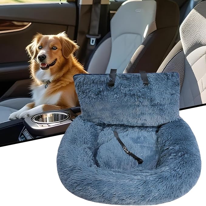 Small Dog Car Seat | Plush Cat Booster Car Seat | Washable Cushion Comfortable Travel Bed for Vehicle Truck Camping Adventures Vet Visit Daily Commuting Traveling