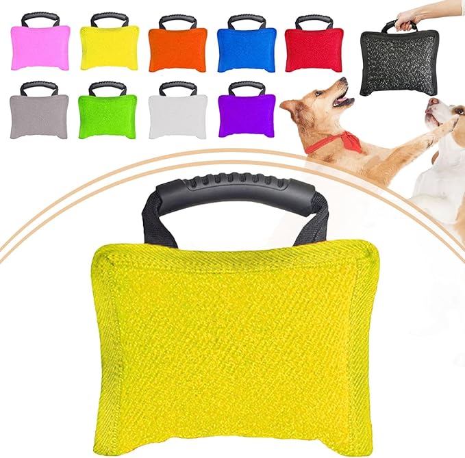 Baoblaze Dog Bite Pillow Tough Tug Toy Practical Portable Outdoor Pet Supplies for Small and Medium Sized Dogs Biting Pad with Handle, Yellow