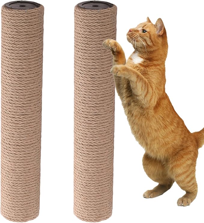 2Pcs Cat Scratching Post Replacement, 16 Inch Wear-Resistant Jute Cat Tree Replacement Post, 8mm Bolts, Easy to Install, Beds.