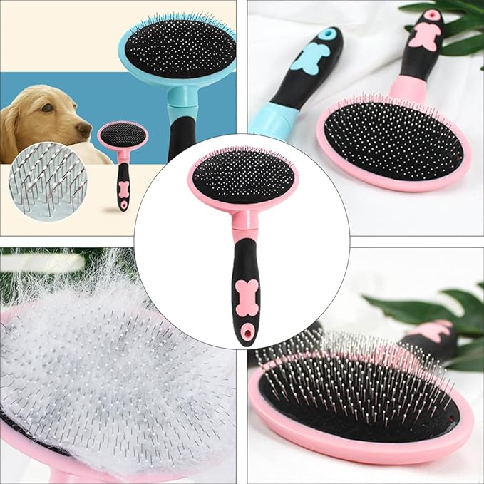 TOYANDONA Pet Grooming Brush and Massage Comb, Pink Pet Hairbrush for Cats and Dogs, Soft Bristle Cleaning Tool for Shedding and Hair Removal, Suitable for Cat and Dog Grooming