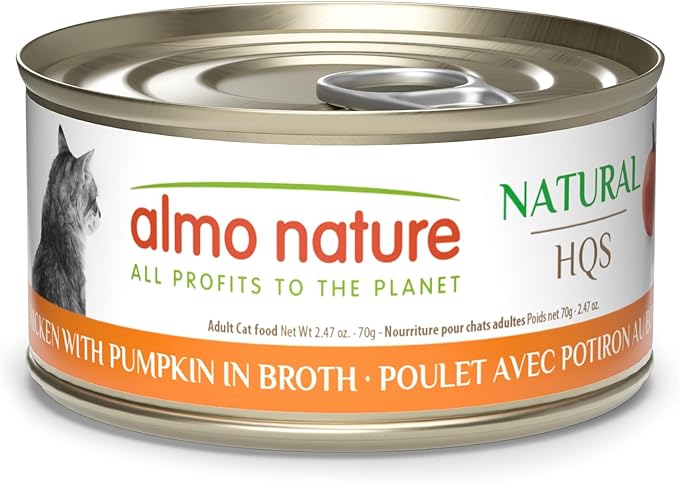 almo nature HQS Natural Wet Cat Food Chicken with Pumpkin in Broth, Grain-Free, 2.47 oz (Pack of 24)