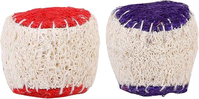 KALLORY 2pcs Pet Chew Loofah Tennis Balls Sturdy Puppy Chewing for Dog Training Interactive Play Supplies Random Color