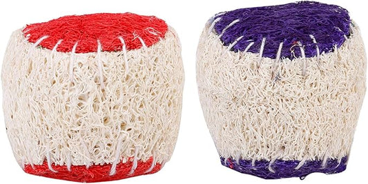 KALLORY 2pcs Pet Chew Loofah Tennis Balls Sturdy Puppy Chewing for Dog Training Interactive Play Supplies Random Color
