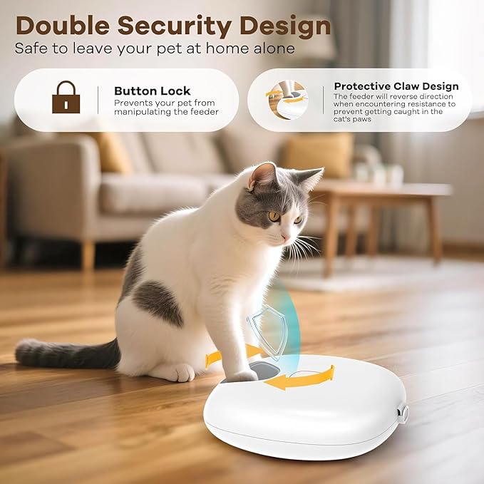 Automatic Cat Feeder Wireless, Sharper Image Auto Cat Food Dispenser for Wet Food with 4 Ice Packs, Rechargeable Auto Feeder for Cats with Programmable Timer Low Battery Indicator, White