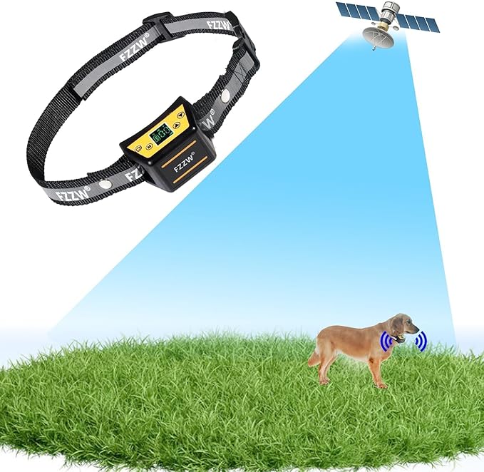 Plkm Dog Wireless Fence Pet Electric Fence GPS Containment System, Adjustable Control Range Warning Strength, Wireless Charging Wireless GPS Dog Fence, Fully Sealed Waterproof Collar Receiver