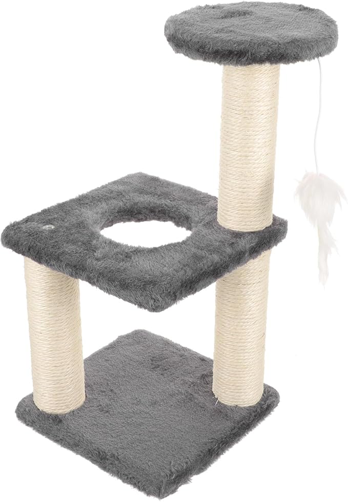 Alipis 3-Layer Vertical Cat Scratching Post with Sisal Rope Integrated Comfortable Kitten Scratcher Tower for Indoor Cats and Grooming Furniture