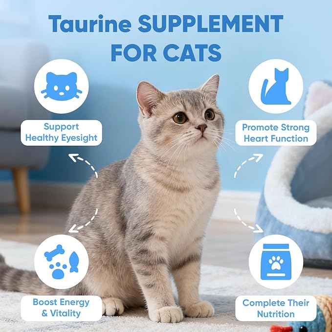 KittySupps Taurine Supplement for Cats, Kitty Supps Taurine Powder, Supports Heart & Eye Health, Boost Energy & Vitality, Mix in Food, Grain-Free Formula, 200 Grams