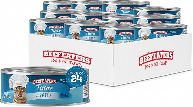 Beefeaters Tuna Pate Cat Treats Wet Cat Food 5.5oz (24-Pack) | Adult Wet Food with Taurine, Premium Catfood Wet Food, No Artificial Additives, Balanced Nutrition | Supports Immune System & Vision