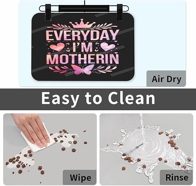 Pet Feeding Mat Pink Happy Mother's Day Floral Gift Mom Ci Dog Food Mat for Food Water No Stains Quick Dry Dispenser Cat Bowl Mats for Messy Drinkers 18X12In
