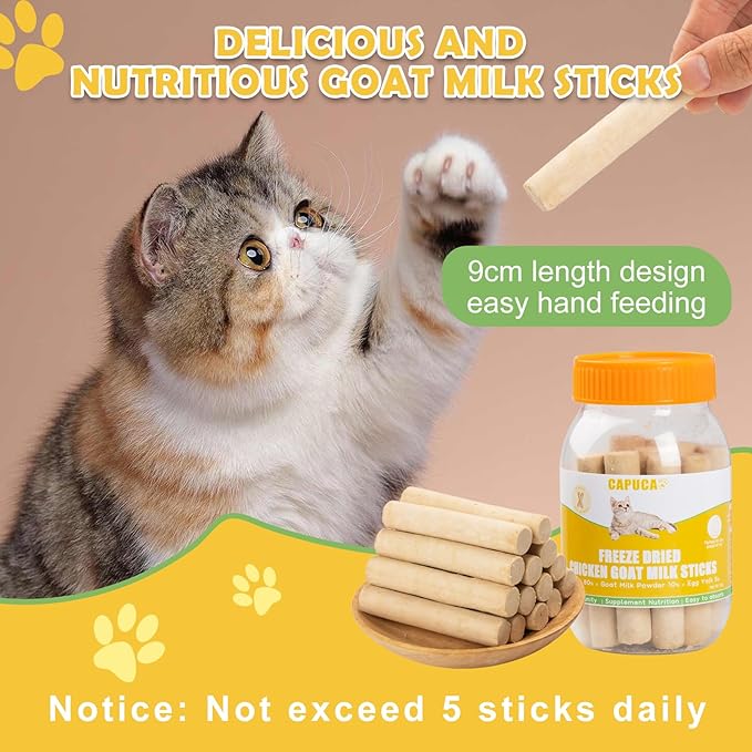 Cat Grass Teething Stick 80g - Freeze Dried Chicken & Goat Milk Dental Treats, High-Protein Chews for Kittens and Cats, Supports Immunity & Teeth