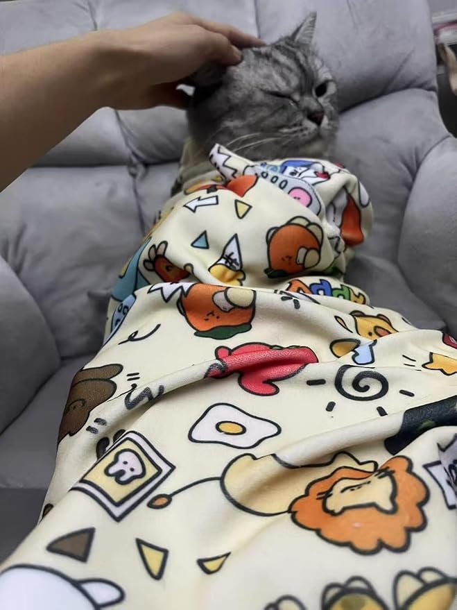 Cat Grooming Wrap, Pet Restraint Bag Cat Wrap for Stress-Free Nail Clipping Anti-Scratch Anti-Escape Multifunctional Care Pet Tool(White,M)