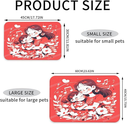 Pet Feeding Mat Happy Mother's Day Floral Gift for Mom Ho Absorbent Pet Placemat for Food Water Bowl with Waterproof Rubber Backing 18X12In Quick Dry Water Dispenser Mat Dog Cat