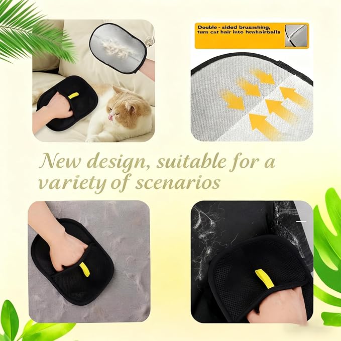 Pet Hair Removal Glove for Cats and Dogs, Pet Hair Remover Electrostatic Gloves, Efficient Electrostatic Pets Hair Remover Grooming Tool Suitable for Sofas, Carpets, Clothes (2 PCS)