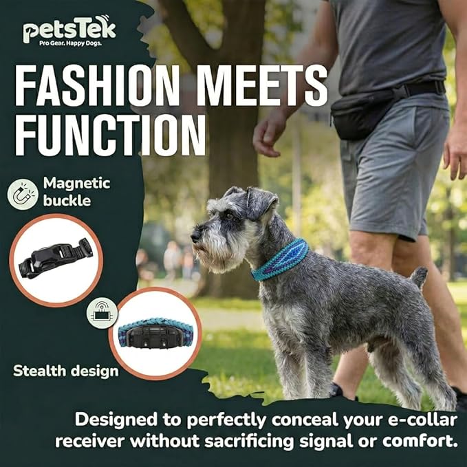 E-Collar Cover - for Medium Dogs with 16-22" Neck Size - Adjustable Nylon Cord, Quick Release Buckle, Heavy Duty Loop Strap Compatible with Dogtra, Educator, SportDog, Garmin, Bousnic, Jugbow (Lagoon)