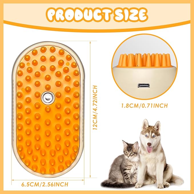 Steam Grooming Brush for Pets - Easy to Clean Tool for Hair Removal from Cats & Dogs With Steam Technology (O Coffee)