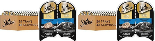Sheba Perfect Portions Wet Cat Food Cuts in Gravy,Cat Food Wet Recipe,Tender Trout Entree,2.6 oz. Twin-Pack Trays (,48 Servings),24 Count (Pack of 2)