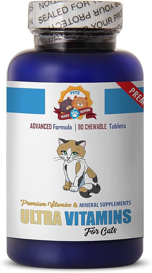 cat Vitamins and Supplements Senior - Ultra CAT Vitamins - Mineral Supplement - Premium Chews - cat Vitamin b12 - 90 Treats (1 Bottle)