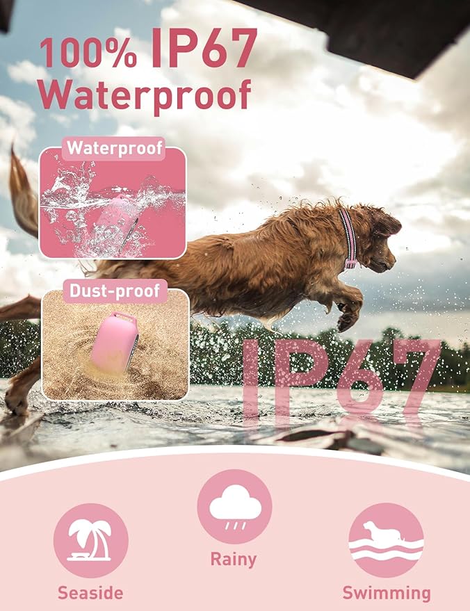 2-in-1 Bark and Shock Collar for Dogs, Smart Anti Barking Dog Training Collar with 5 Adjustable Sensitivity, Automatic Bark Collar with Remote, Vibration, Beep, Shock and Automatic (Pink)