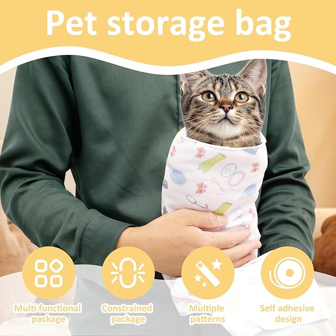 3Pcs Cat Grooming Wrap, Self Adherent Cloth Cat Swaddle Wrap for Cutting Nails,Scratch-Resistant Cat Restraint Wrap,Multi-use Pet Cat Burrito Wrap Blanket for Nail Clipping Ear Cleaning Teeth Brushing