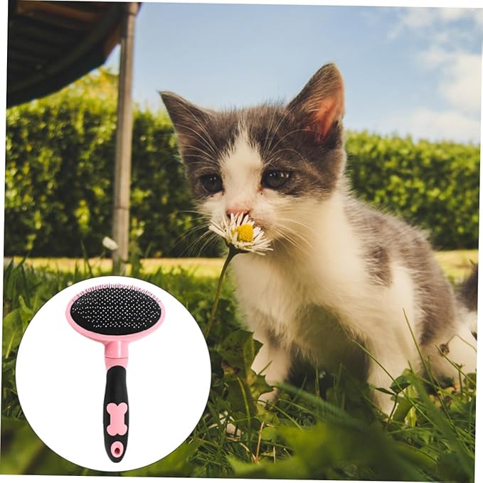 1Pc Ergonomic Cat Brush Grooming Tool with Smooth Rounded Teeth for Comfortable Pet Massage and Hair Removal Design for Long and Medium Haired Cats and Dogs