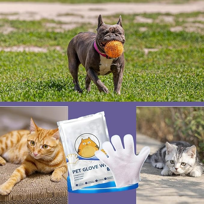 Odor-Removing Pet Grooming Gloves, Odor-Removing Pet Grooming Gloves, Nourishing Waterless Portable Grooming Tool, Refreshing and Water-Free, For Cats and Dogs