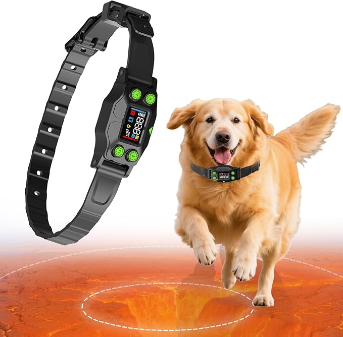Wireless Dog Fence System. PetHey GPS Dog Collar Fence System,IPX7 Waterproof Collar, 25–999 Yd Adjustable Boundary, Auto Memory Setting,Vibration & Shock Collar for Dogs,Dog Fencing Outdoor for Yard