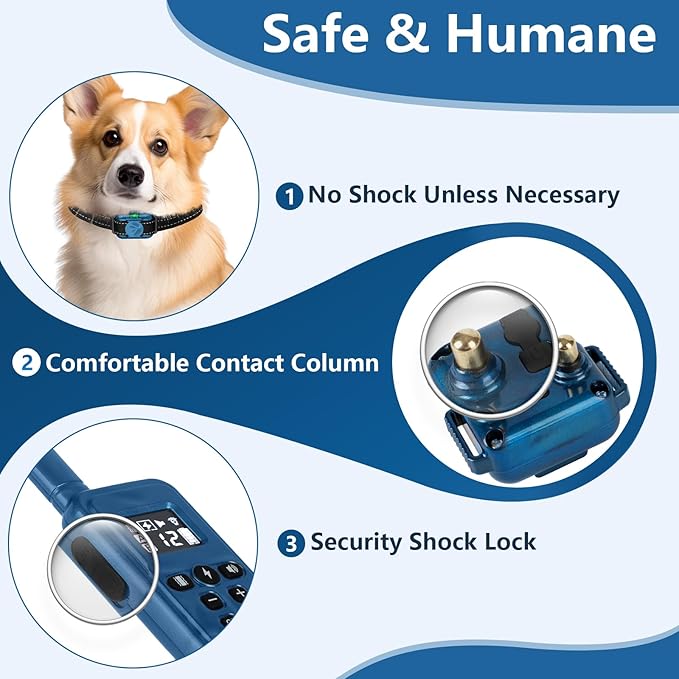 Small Shock Collar for Small Dogs(5-30Lbs), Dog Training Collar with Remote for Small & Medium Dogs, Waterproof, Rechargeable Collar with Beep, Vibration, Safe Shock,2000ft,Blue
