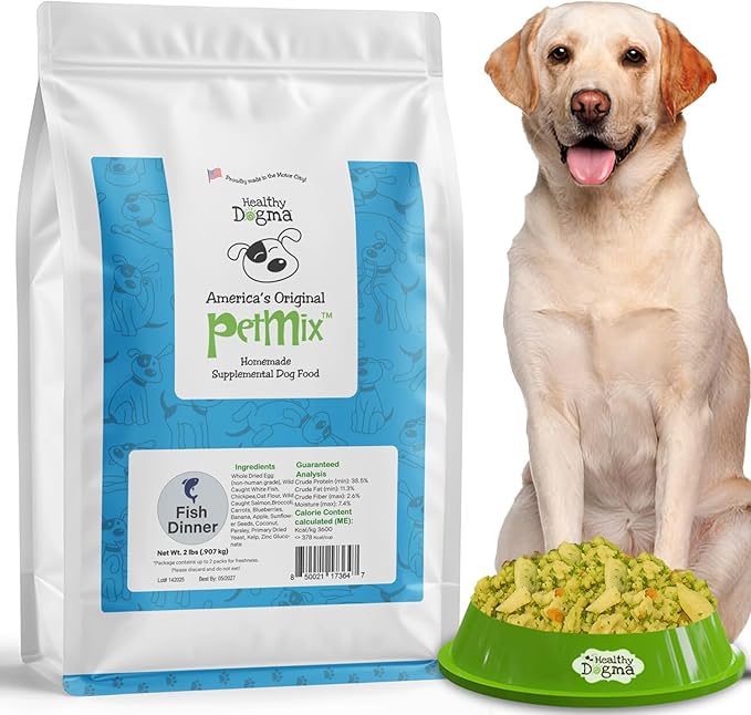 Healthy Dogma - PetMix Dehydrated Dog Food – Fish Dinner with Wild-Caught Alaskan Salmon & Whitefish – Gluten-Free, Skin & Coat Support, Clean Ingredient Dog Food – No Preservatives, (2 lbs)