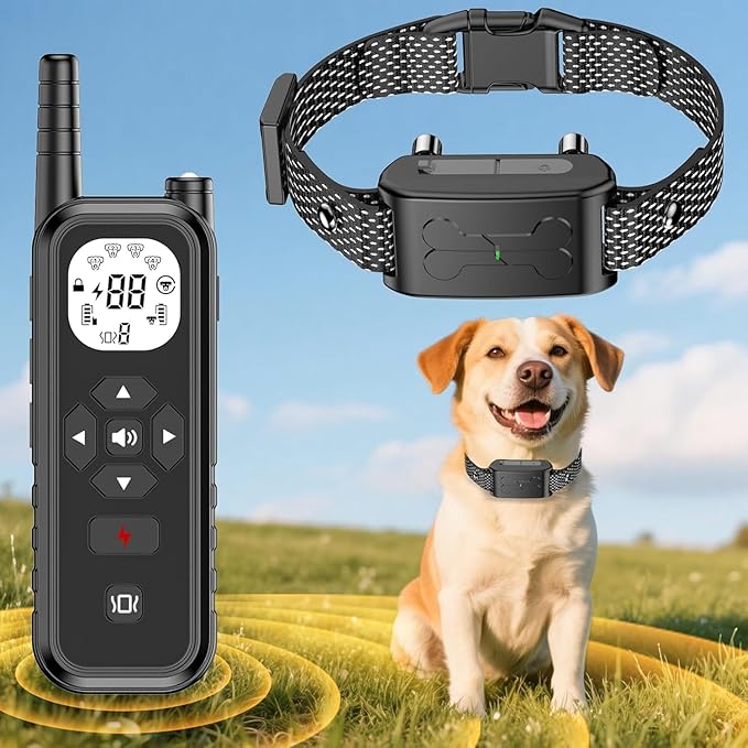 Wireless Dog Fence, Electric Fence for Dogs,Training Collar with Remote Control 3800FT Range, Portable Dog Perimeter Collar with 3 Training Mode Flash Light & Waterproof Upgrade Black 1 Pack