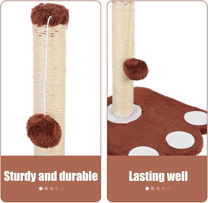Luxshiny Large Sisal Cat Scratching Post Comfortable Cat Bed Integrated Design Brown Kitten Supply