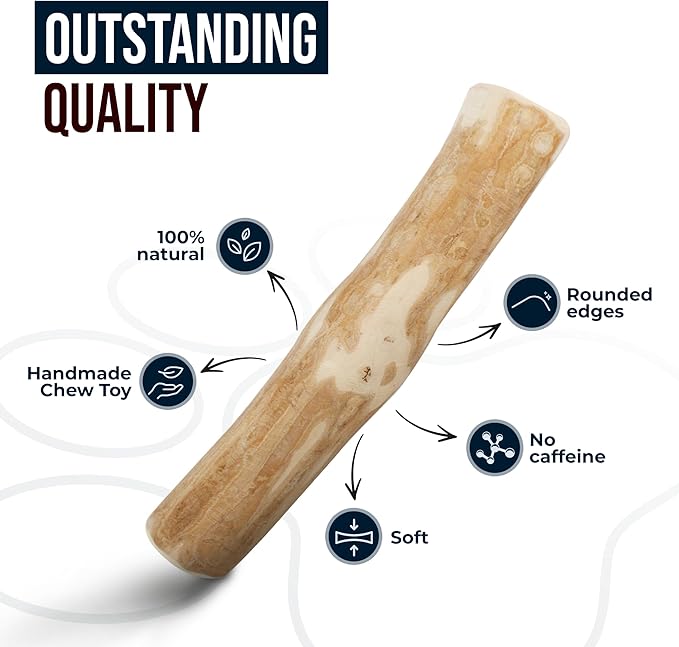 Real Coffee Wood Dog Chew Sticks Extra Large 10"+, 100% Natural Wood Chew Toy for Dogs, Stress Relief & Teeth Cleaning for Large Dog Breeds Over 101 lbs