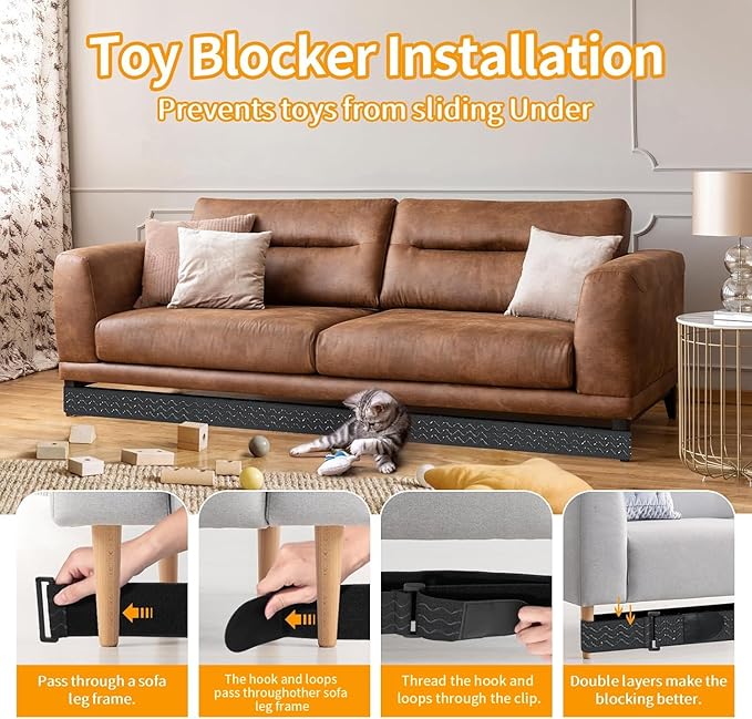 Under Couch Blocker for Kid and Pet Toys, Adjustable Toy Blocker for Under Couch, Toy Blocker Stop Things from Going Under Sofa, Bed, and Other Furniture, Easy to Install, 1.6" x 157 inch