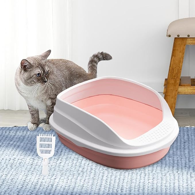 High-Sided Litter Pan for Cats, Rabbits, Hamsters - Easy Clean Potty Toilet with Raised Walls for Small & Medium Pets- 38cm