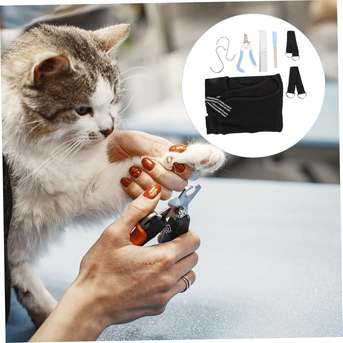 PET Grooming Hammock Set for Cats Dogs Adjustable Nail Clipper Grooming Comb and Nail File Random Color Accessories for Small to Medium Pets