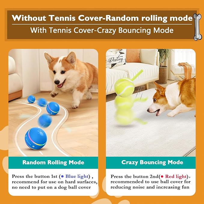 PetDroid Interactive Dog Toys Dog Ball,[Newly Upgraded] Durable Motion Activated Automatic Rolling Ball Toys for/Small/Medium/Large Dogs,USB Rechargeable (Blue)
