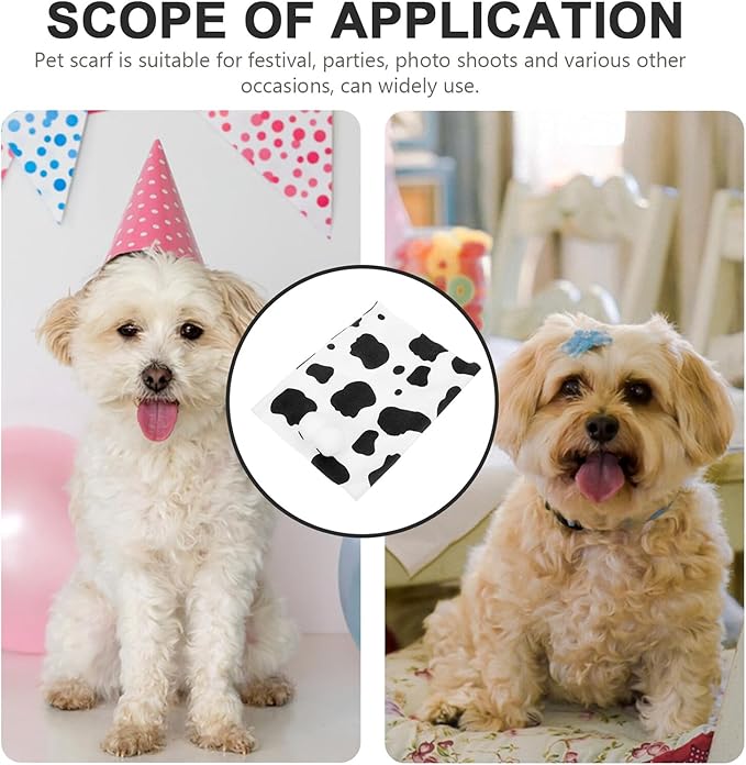 Pet Scarf Hood for Dogs and Cats, Warm Thickened Soft Fabric, Medium Size Cow Pattern, Comfortable Neck Warmer for Pet Supplies and Party Use