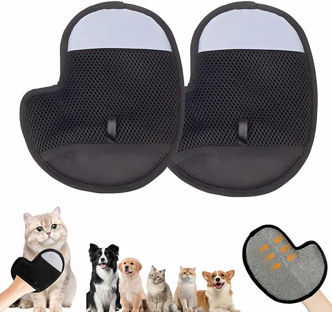 Electrostatic Pet Hair Removal Gloves,2025 New Upgraded Reusable Washable Grooming Gloves for Furniture, Couch, Carpet, Car Seats, Upholstery, Bedding, Cats and Dogs,Static Removal Tool (2 PCS)