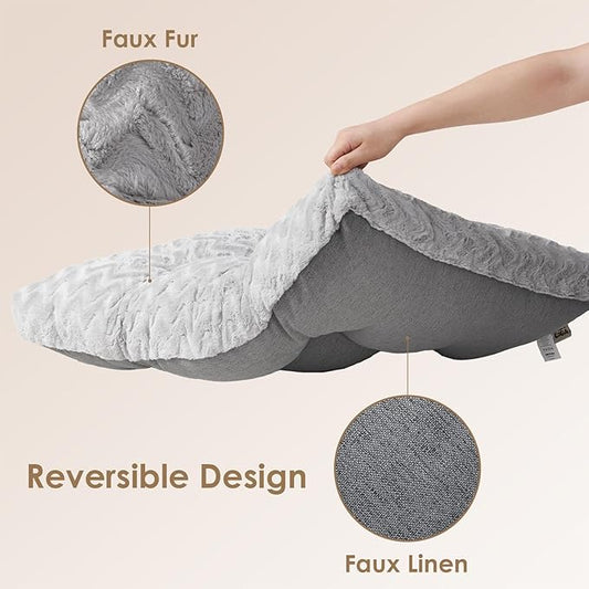 EHEYCIGA XXL Washable Dog Bed for Crate 47x29 Inch, Reversible Kennel Pad for Extra Large Dogs Weight Up to 100 lbs, Plush and Comfy Pet Sleeping Mat, Grey