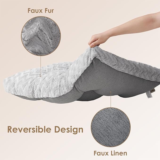 EHEYCIGA Washable Large Dog Bed for Crate 35x23 Inch, Reversible Kennel Pad for Dogs Weight Up to 45 lbs, Plush and Comfy Pet Sleeping Mat, Grey