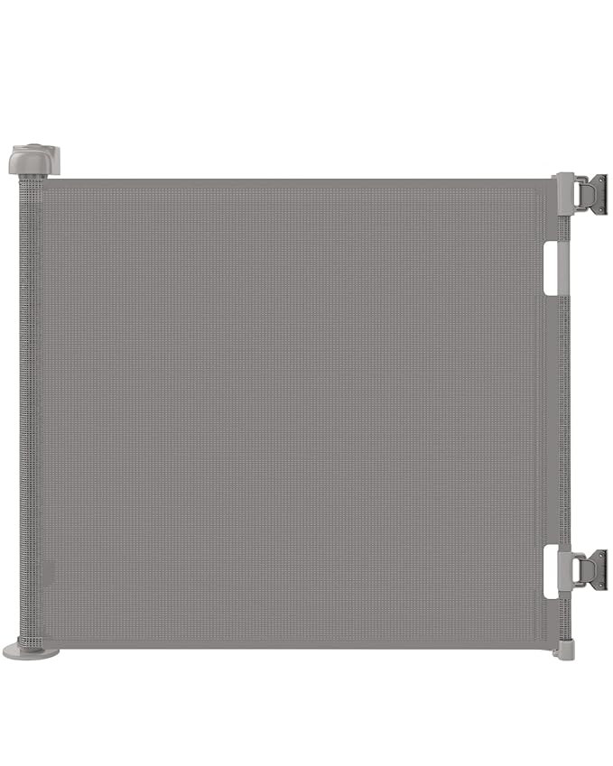 Retractable Baby Gates, Mesh Dog Gate for Doorways, 33.6" Tall, Expands to 71" Wide,Pet Safety Essential Fit for Baseboards, Wide Toddlers Gates for Hallways, Indoor & Outdoor,Grey