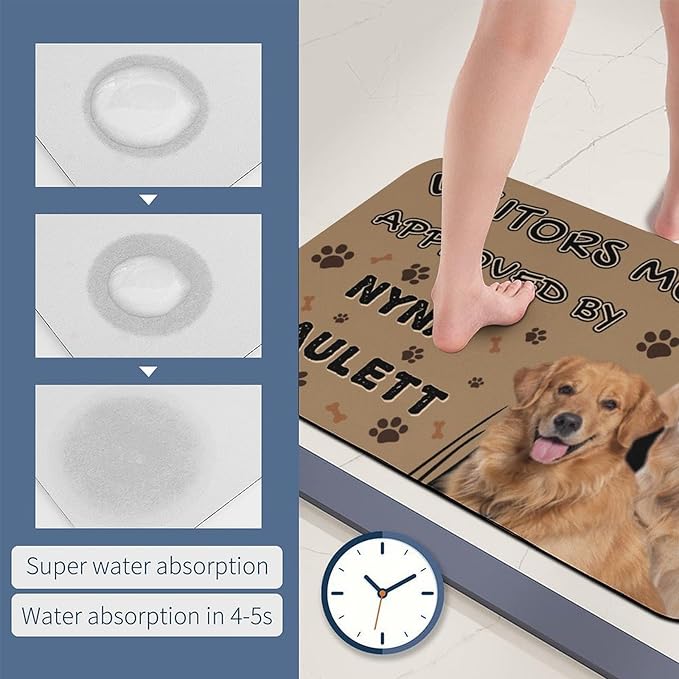 Generic Custom Doormat, Personalized Pet Feeding Mat for Dog & Cat, Outdoor Carpet, RV Mat, 30"L x 18"W or 24"L x 16"W, Recycled Rubber with Polyester Felt, Pet Owners, Unisex, All Ages
