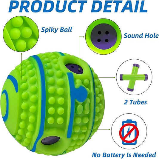 Spiky Interactive Dog Toys Ball, Shaking with Gibbering Sound, for Training, Teeth Cleaning & Herding, Straight, XL, 5.51 in (14 cm)
