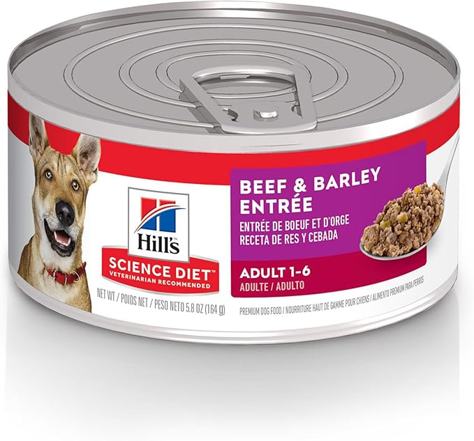 Hill's Science Diet Adult 1-6 Premium Nutrition Wet Dog Food, Beef & Barley, 5.8 oz. Cans, 24-Pack